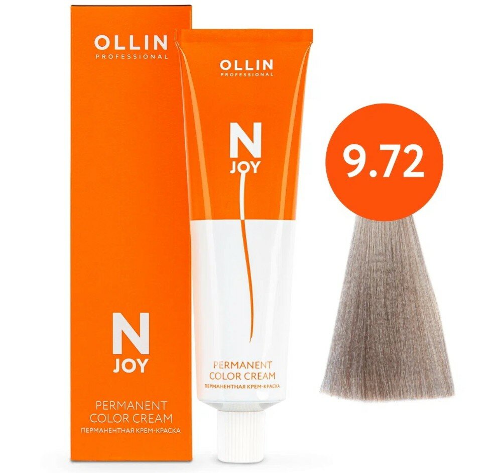 OLLIN Professional Стойкая крем-краска для волос N-Joy Color Cream, 9/72 блондин коричнево-фиолетовый, 100 мл