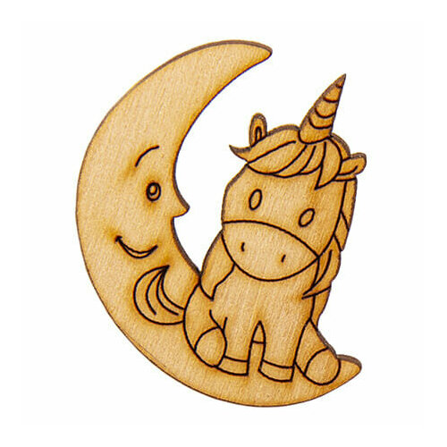 Заготовка Единорожка на луне 4 х 3,5 см 3 штуки