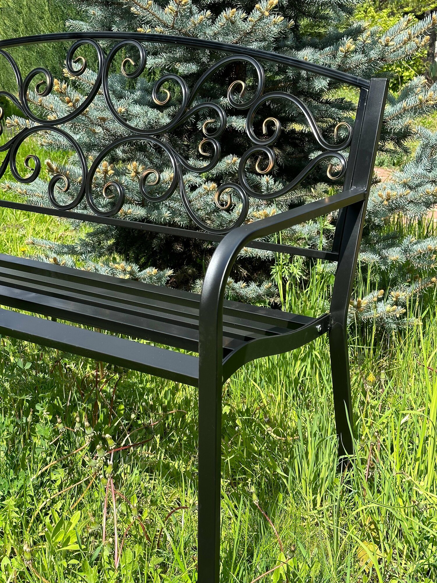 Скамейка садовая Ника 1,2м, скамейка металлическая кованая - фотография № 10