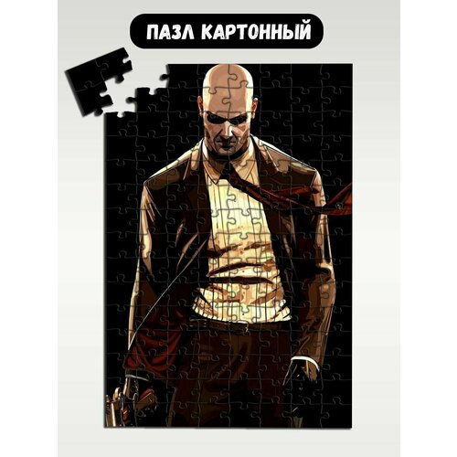 Пазл картонный 29x20 см, размер А4, 120 деталей, модель игра Hitman   1004