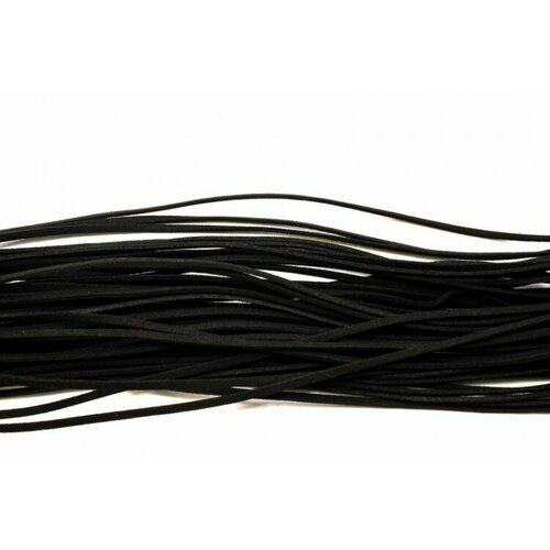 Шнур из искусственной замши, ширина 2,5мм, толщина 1,5мм, цвет черный, 54-011, отрез около 1 метра