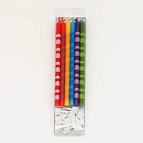 Изображение товара Патибум Набор свечей для торта в полоску 0.5 см, 12 шт ассорти для украшения торта