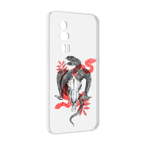 Чехол MyPads змея в черепе рисунок для Xiaomi Redmi K60 задняя-панель-накладка-бампер
