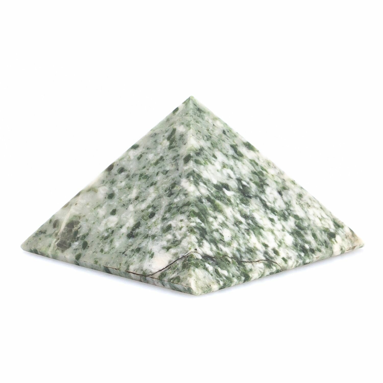 Пирамида из жадеита 5,5х5,5х3 см бело-зеленая 124849