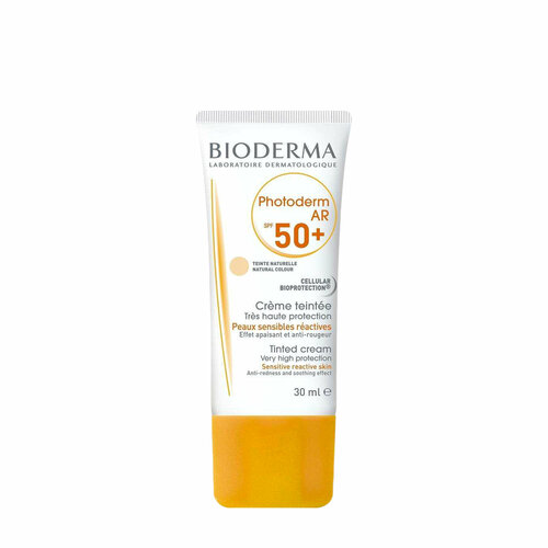 BIODERMA Солнцезащитный тонирующий крем для реактивной кожи лица SPF 50+ Photoderm AR, оттенок natural 30 мл