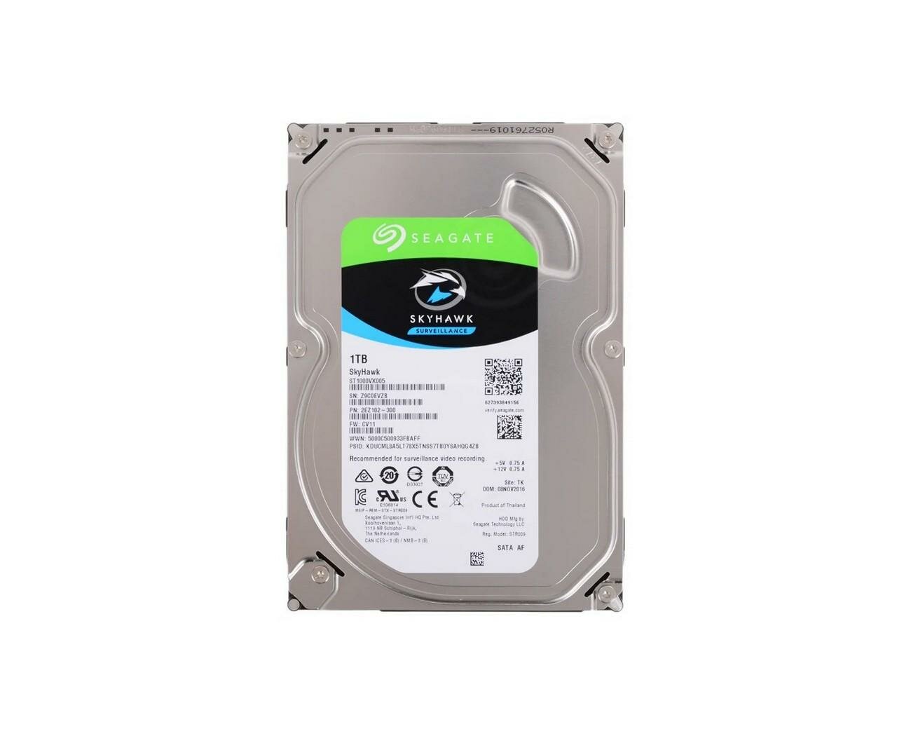 Жесткий диск объемом 1 Тб и размером 3,5 дюйма Seagate SkyHawk (SATA) (W3020RU) - диск для систем видеонаблюдения, интерфейс SATA 6 Гбит/с