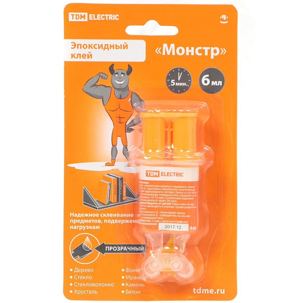 фото Супер клей TDM Electric, прозрачный, однокомпонентный, 6 мл, SQ0542-0006, Монстр
