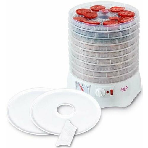 Сушилка для овощей и фруктов Мастерица EFD-0903VM белый с прозрачными поддонами 2 поддона для пастилы и лопатка 455200₽