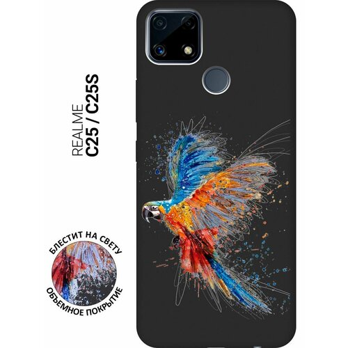 Матовый Soft Touch силиконовый чехол на Realme C25, C25S, Рилми С25, С25с с 3D принтом Colorful Parrot черный матовый soft touch силиконовый чехол на realme c25 c25s рилми с25 с25с с 3d принтом colorful parrot черный