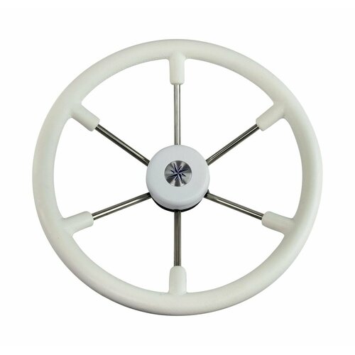 фото Рулевое колесо leader tanegum белый обод серебряные спицы д. 400 мм нет бренда