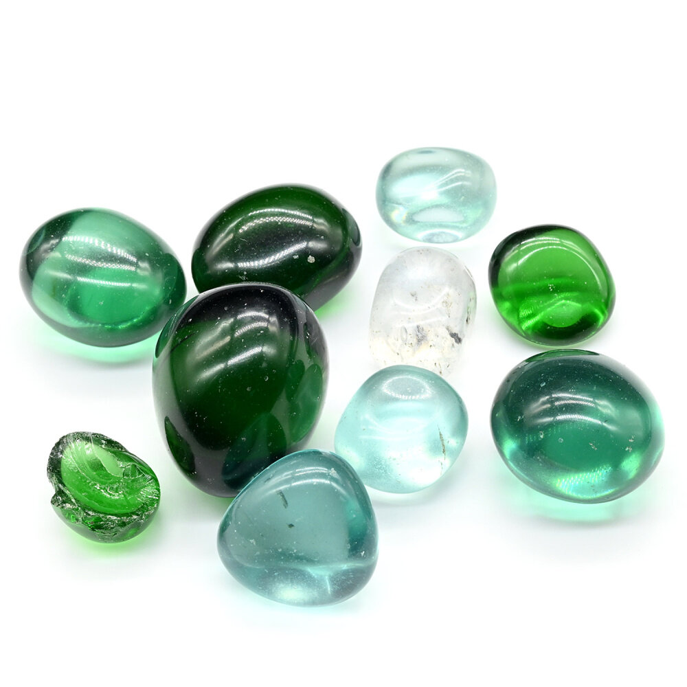 фото Искусственный камень галтовка цв. зеленый микс, фракция 15-30мм, упаковка 200г РадугаКамня