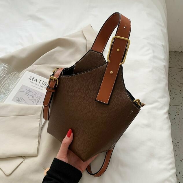 фото Сумка женская BOTTONCINI на плечо, кросс-боди, коричневый, р-р 14х15х11 см