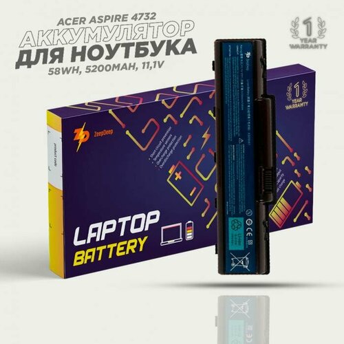 Аккумулятор для ноутбука Acer Aspire 4732, 5334, 5516, 5517, 5532, 5732, 5734, для eMachines D525, D725, E527, E625k, E627 (AS09A61) ZeepDeep Energy 58Wh, 5200mAh, 11,1V аккумулятор для ноутбука acer aspire 5734 5732 5532 5334 series 11 1v 4400mah pn as09a31