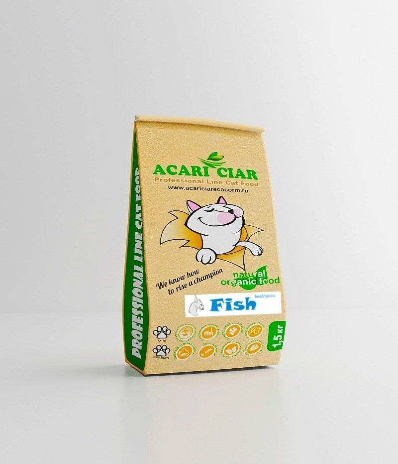 Acari Ciar Запеченный корм для кошек A`BAKED CAT Fish Holistic 1.5 кг Мини гранула