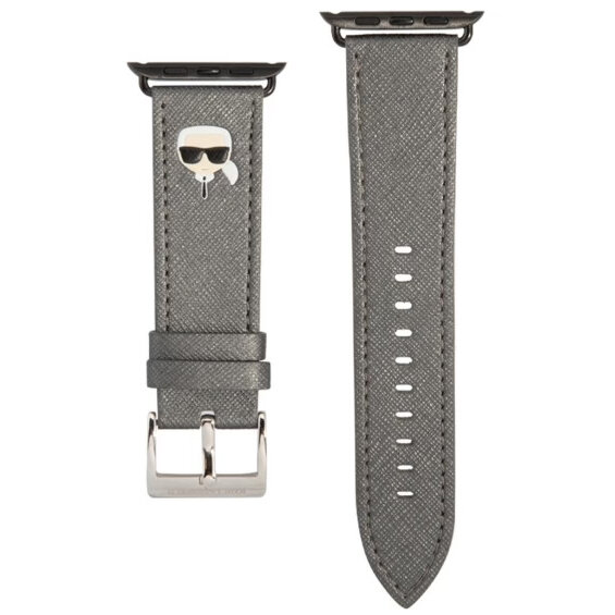 Ремешок CG Mobile Lagerfeld PU Saffiano Karl Head для Apple Watch 42/44/45 мм серебристый (KLAWLOKHG)