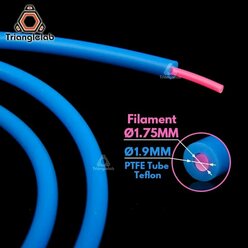 Синяя фторпластовая (PTFE, тефлоновая) трубка, 1м, для 3D принтера, TriangleLab