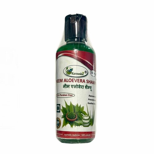 NEEM ALOEVERA SHAMPOO, SLS & Paraben Free, Karmeshu (Шампунь НИМ И алоэ (алое) вера, Без Сульфатов и Парабенов, Кармешу), 210 мл.