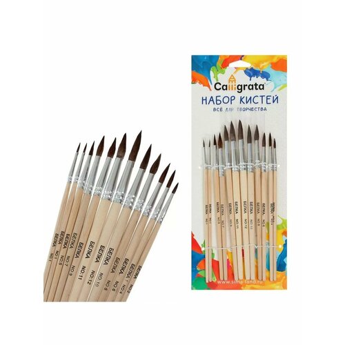 Набор кистей белка круглые 12 шт 1-12 704₽