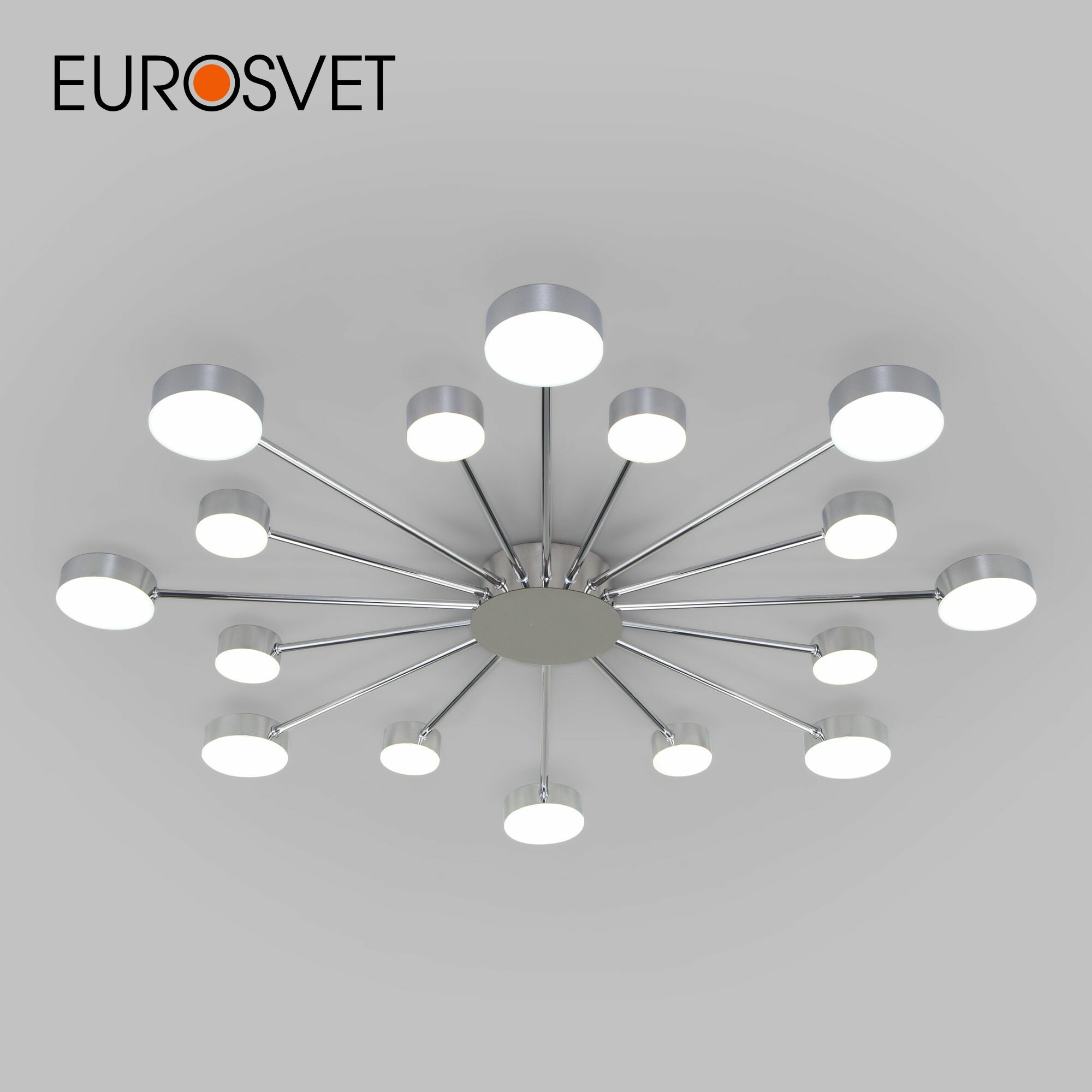 Люстра / Потолочный светодиодный светильник с пультом управления Eurosvet Nitrino 90242/16, цвет хром