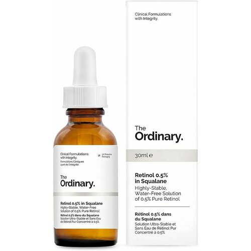 Cыворотка с ретинолом 0,5% в сквалане Ordinary Retinol 0,5% 30 мл, Омолаживающая сыворотка при первых признаках возрастных изменений .
