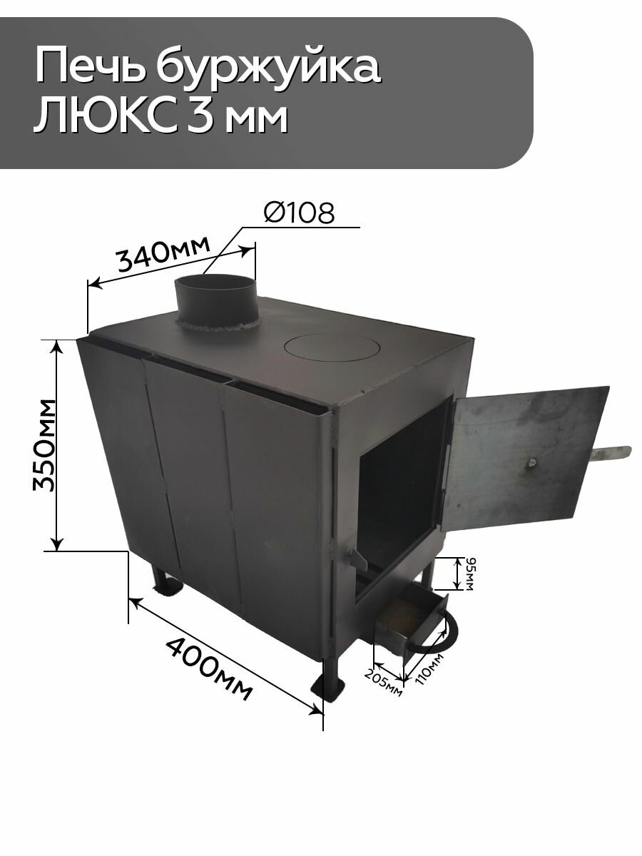 фото Отопительная печка-буржуйка 3 мм с конвекторами