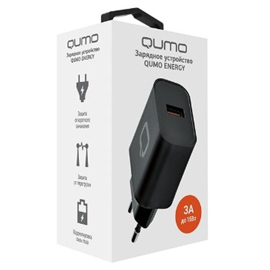 Сетевое зарядное устройство Qumo (Charger 0048), 1 USB, 3A, черный - фото №2