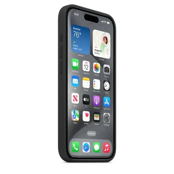 Чехол силиконовый MagSafe для iPhone 15 Pro Black с анимацией NFC, Silicone case MagSafe для айфон 15 про - Чёрный — фото 1