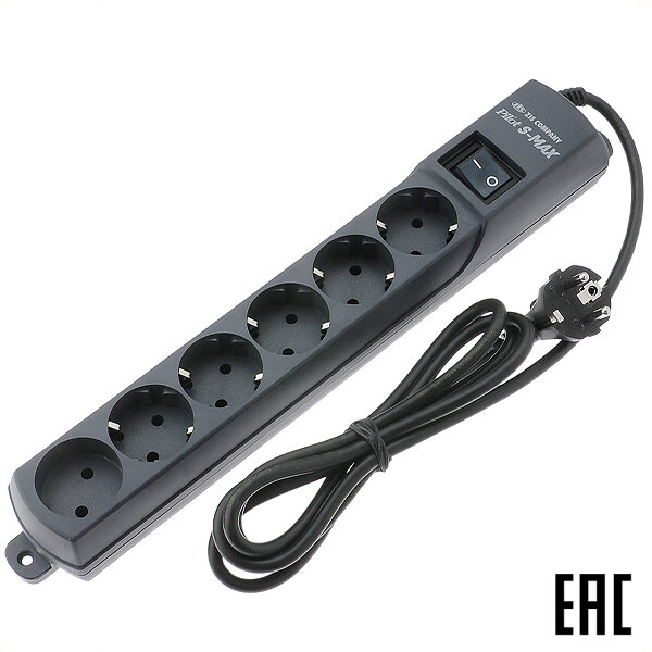 Сетевой фильтр PILOT S-MAX apт.035 5 розеток евро + озетка б/з 18м графит 16А 150Дж (2 шт. в наборе)