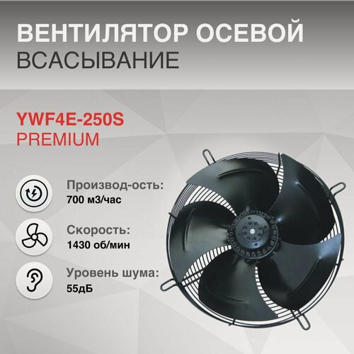 Изображение товара Вентилятор осевой YWF4E-250S всасывание 220V 4полюса PREMIUM