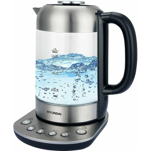 Чайник электрический Hyundai HYK-G8407 2200Вт черный и прозрачный 6110₽