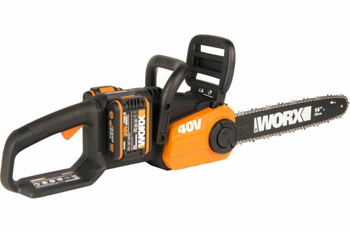 Цепная пила аккумуляторная WORX WG384E.9, 40В, 35 см, бесщеточная, без АКБ и ЗУ