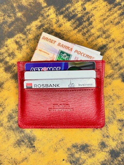 Картхолдер Black Tortoise, фактура гладкая, красный — фото 1