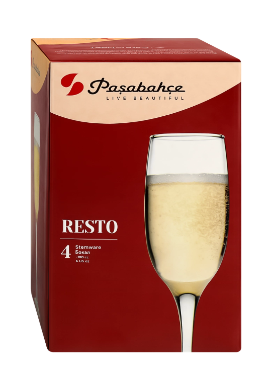 Набор бокалов Pasabahce Resto, для шампанского, стекло, 180мл, 4шт