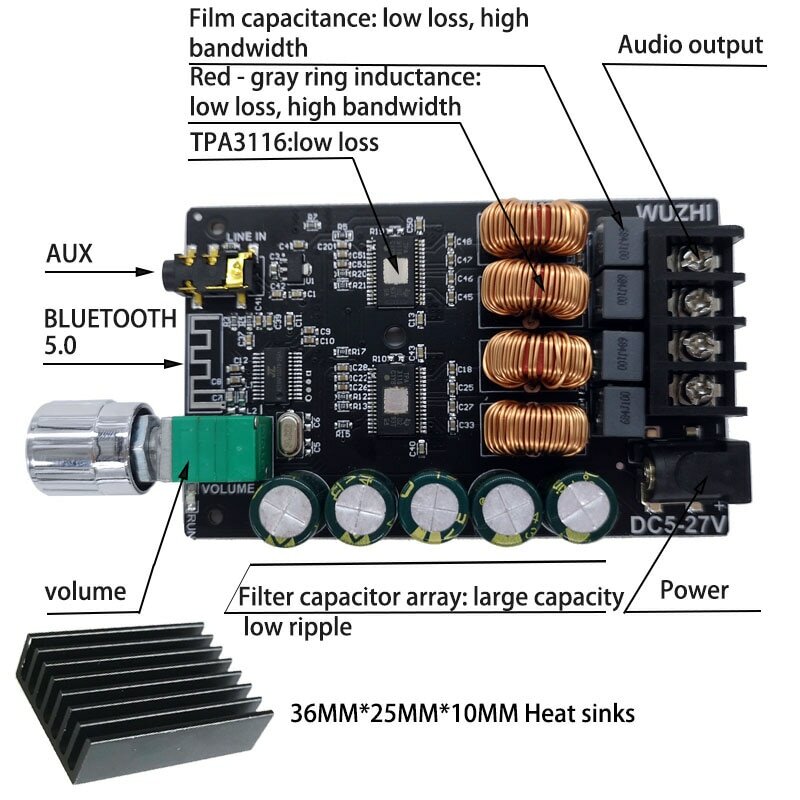 Калибраторы Электроизмерительные ZK1002L 1002 502C 100WX2 TPA3116 5.0 High Power Digital Stereo Board AMP Amplificador Home Theater