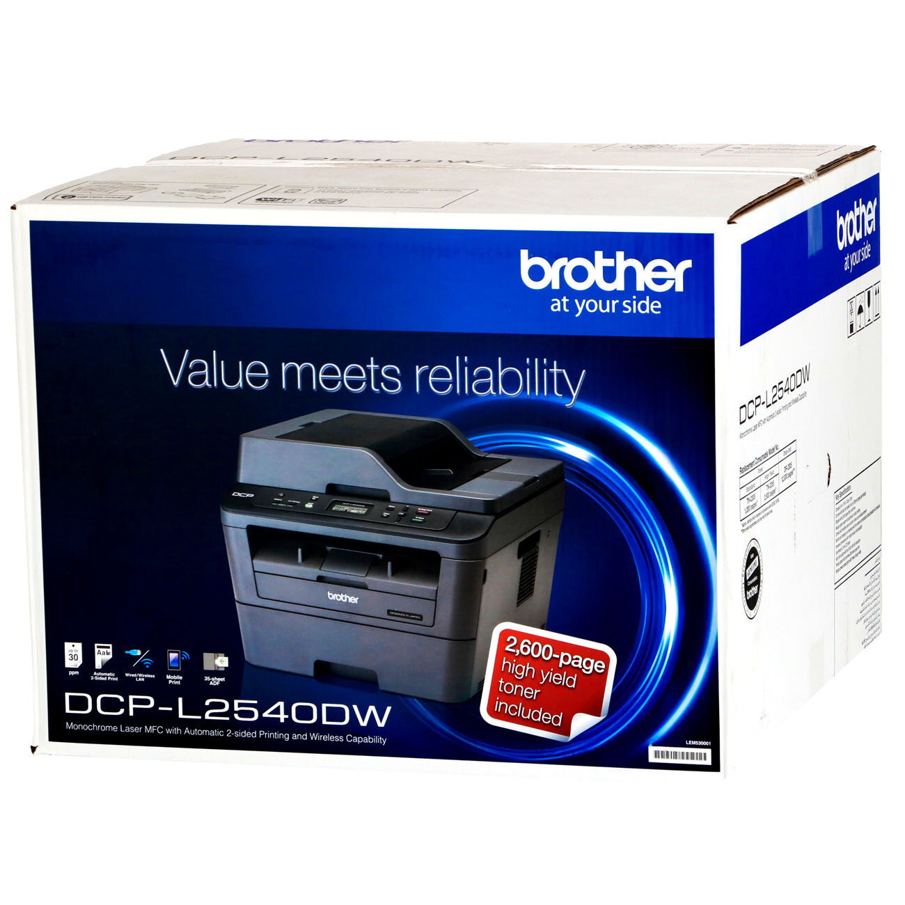 МФУ монохромное Brother А4, 30 стр/мин, 32Мб,  дуплекс, автоподатчик, Ethernet, USB, Wi-Fi, тонер на  2600 копий, (нужен переходник на евр - фото №16