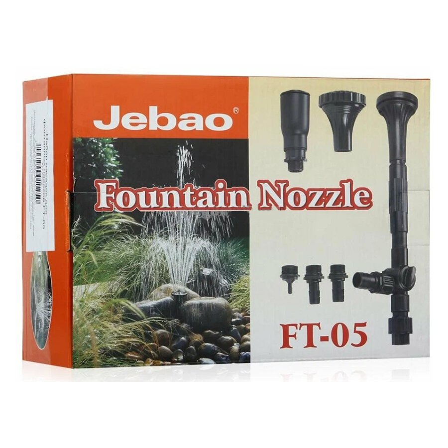 Фонтанная насадка, Jebao FT-05, комплект из 3 фонтанных насадок (вулкан, гейзер, колокол), пластик, черный — фото 1