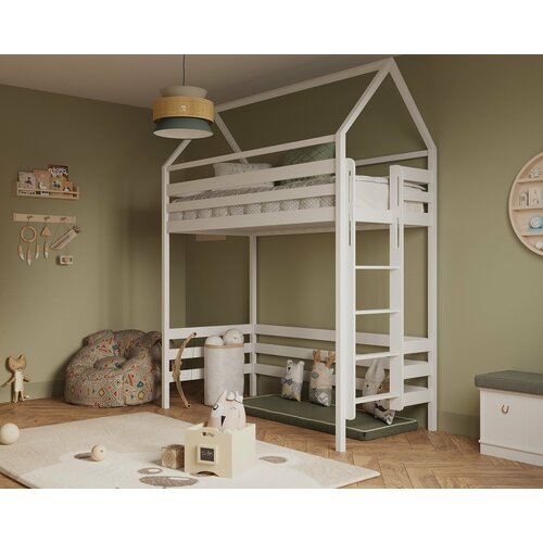 Кровать-Чердак Домик 16080 с увеличенным подкроватным пространством 150 см торцевая лестница 31100₽