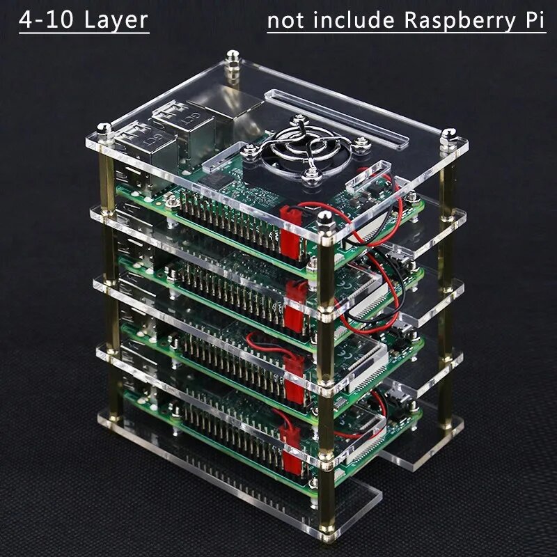 SHCHV Чехол для Raspberry Pi 4 4-10 слоев с вентилятором