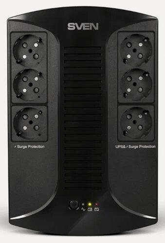 Изображение товара ИБП Источник бесперебойного питания Sven UP-L1000E SV-016593 вх СЕЕ7/7, вых 6 × CEE7/4, пластик, черный