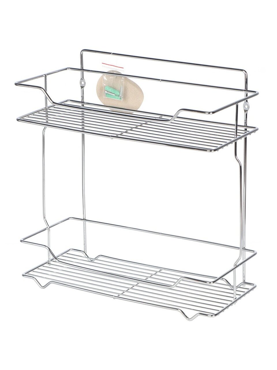 Полка для ванной металл 2 яруса прямая 35х15х36 см хром белая Y515