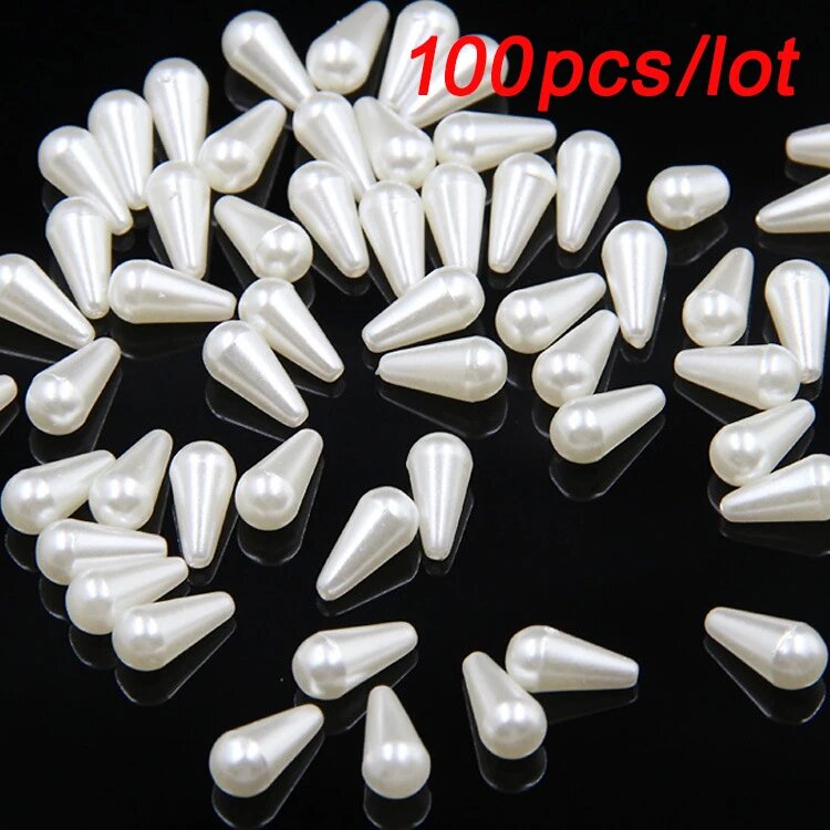 Стальные обручи для волос с жемчужинами 10 шт. Белый 6x14mm pearl end cap