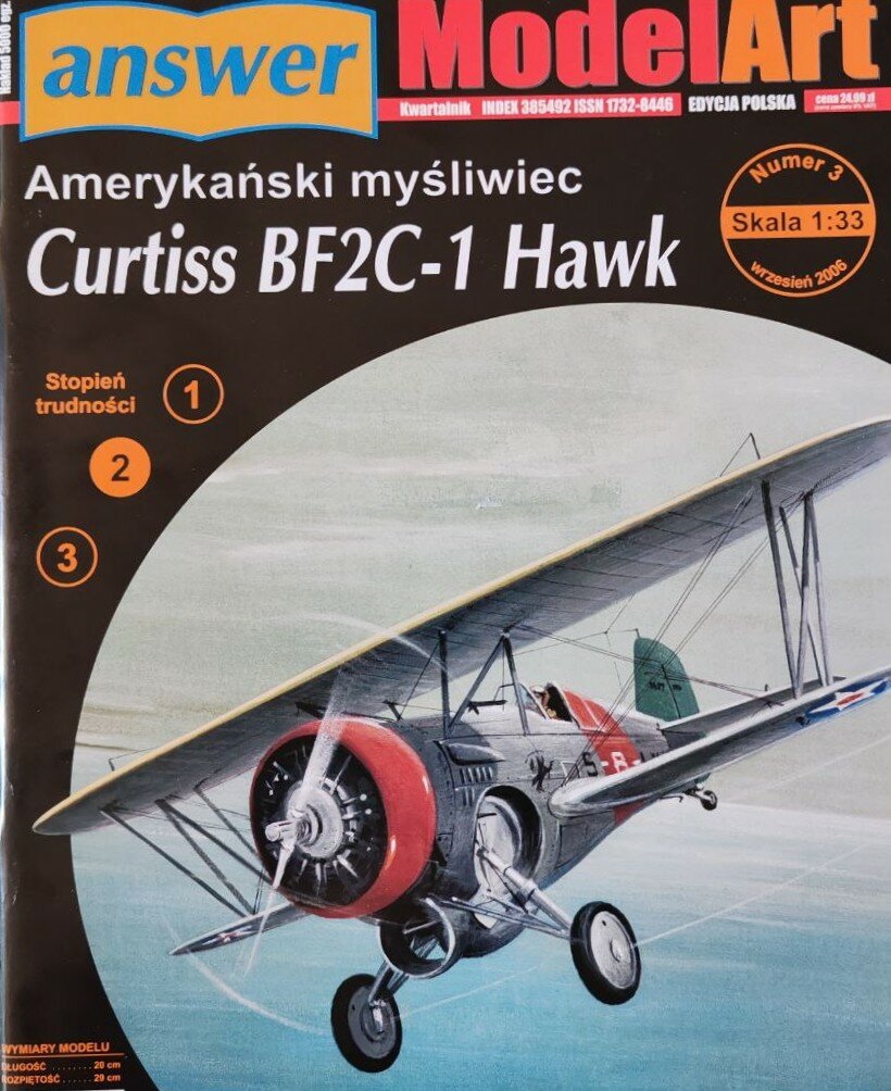Сборная бумажная модель Самолет Curtiss BF2C Hawk - answer №3/06 (журнал)