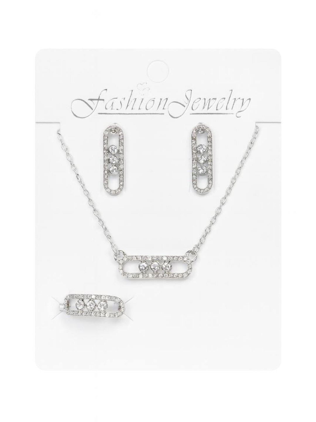 Комплект бижутерии: серьги, кольцо, цепь, акрил