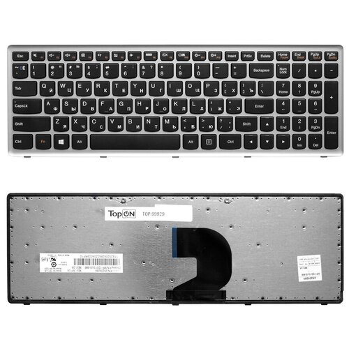 Клавиатура для ноутбука Lenovo IdeaPad Z500 черная с серой рамкой 718₽