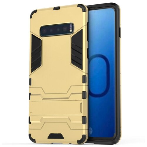 фото Чехол-бампер mypads для samsung galaxy s10+ plus sm-g975f противоударный усиленный ударопрочный золотой