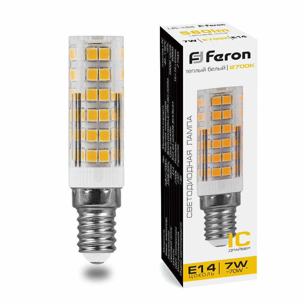 Светодиодная лампа FERON 7W 230V E14 2700K, LB-433 25898 - фотография № 1