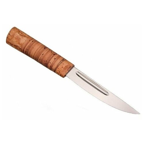 фото Средний якутский нож с ножнами (х12мф, береста-карельская береза) 150 × 25 × 4 мм "стальные бивни"