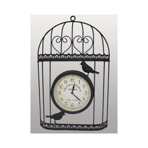 фото Часы в металлическом корпусе птицы в клетке размер: 53*35*20 см идея подарка