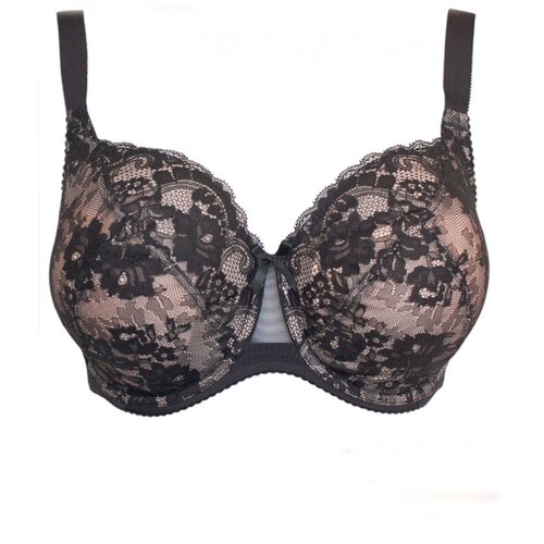 фото Бюстгальтер milavitsa classic elegant, размер 85h, черный с нюдом