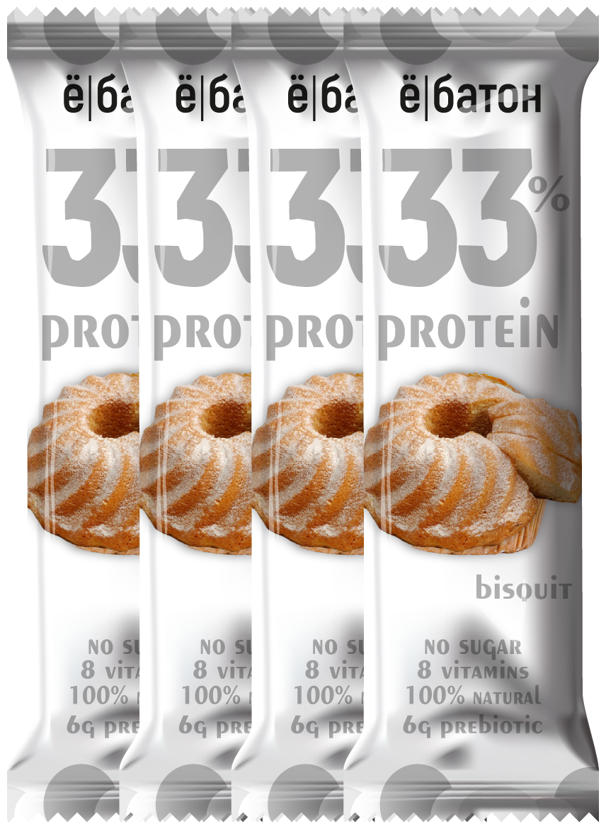 Протеиновый батончик ё/батон 33% protein со вкусом бисквит-карамель, 45гр*4шт